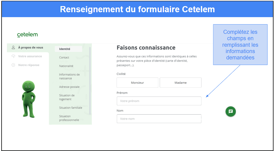 Étape 2&nbsp;: Remplir le formulaire de souscription
