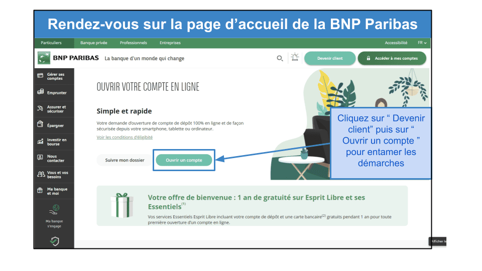 Étape 1&nbsp;: Rendez-vous sur le site de la BNP Paribas