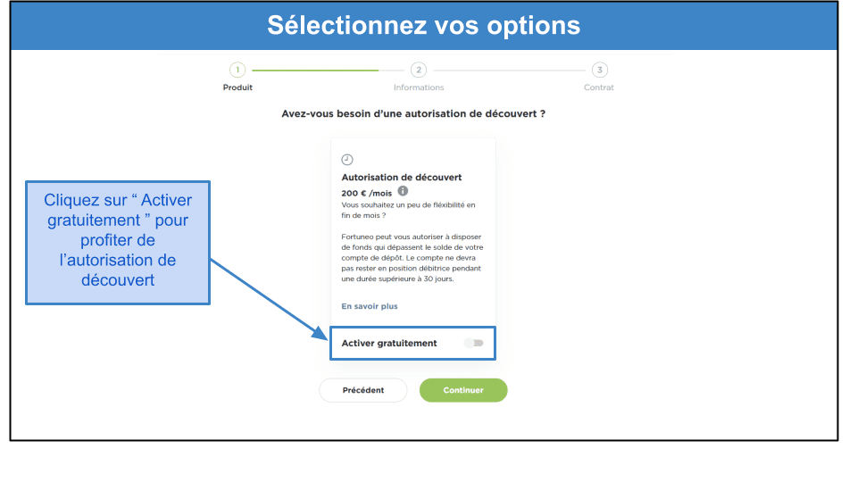 Étape 2&nbsp;: Sélectionnez vos options de compte