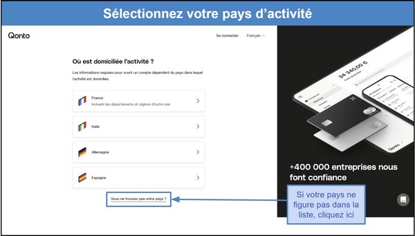 Étape 1&nbsp;: Renseignez les informations sur votre activité