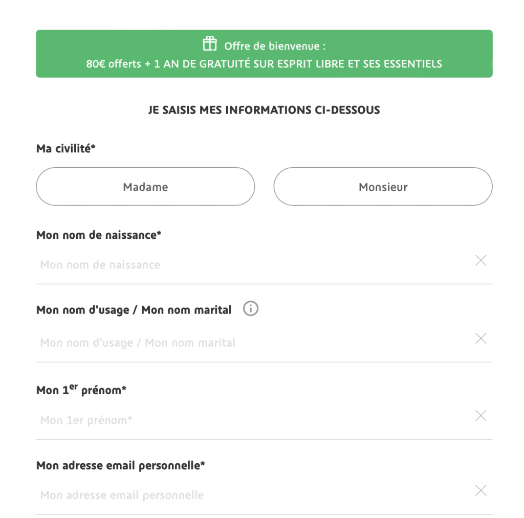 Étape 1&nbsp;: Complétez le formulaire en ligne