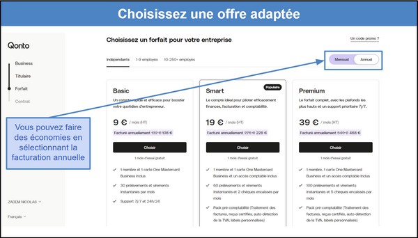 Étape 5&nbsp;:  Choisissez une offre et recevez votre IBAN
