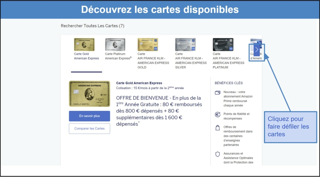 Étape 1&nbsp;: prendre connaissance de la gamme de cartes Amex