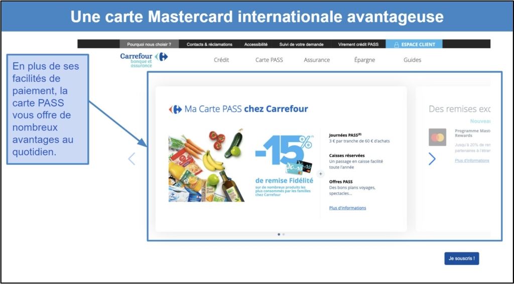 Les avantages de la carte Pass de Carrefour Banque