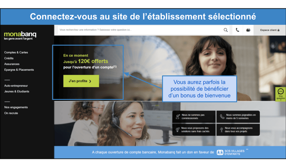 Étape 1&nbsp;: Connectez-vous au site Web de la banque choisie