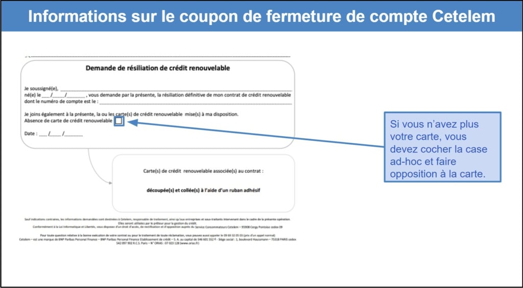 Étape 2&nbsp;: imprimer et compléter le document de résiliation Cetelem