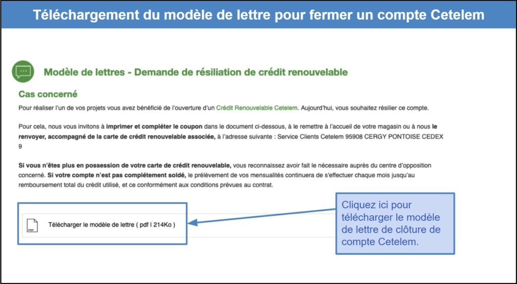 Étape 1&nbsp;: télécharger le document de résiliation