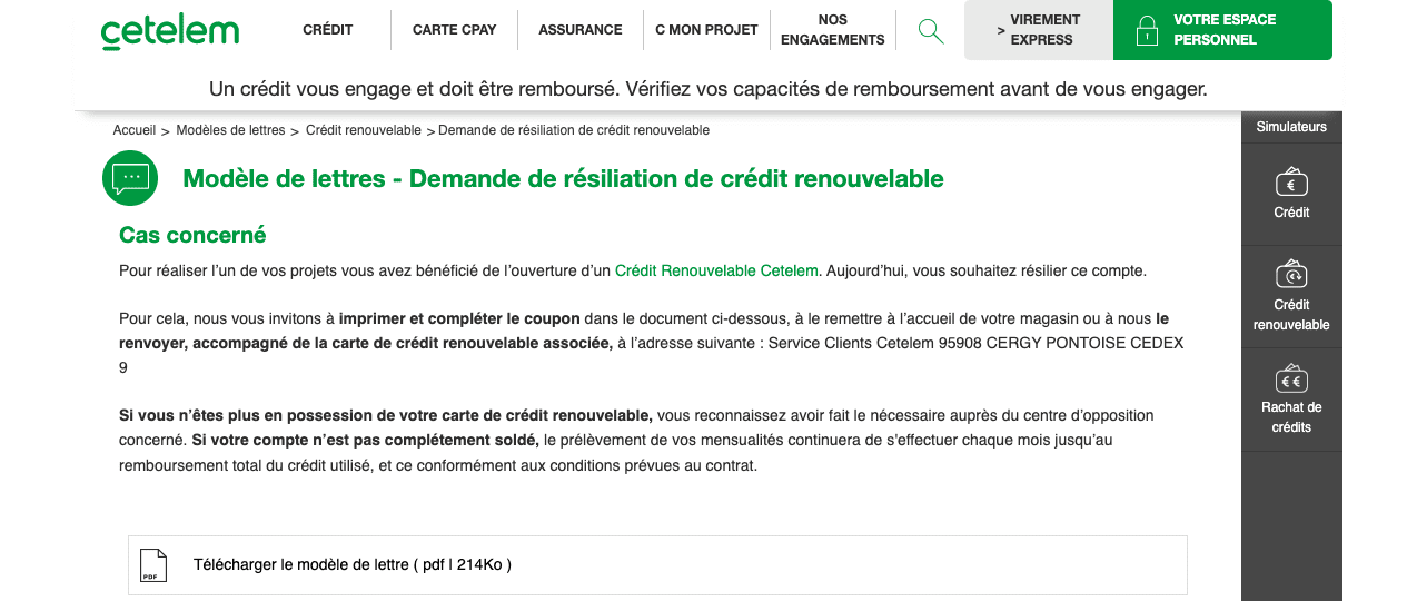 Étape 1&nbsp;: Téléchargez le coupon de demande de résiliation