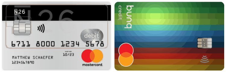 Cartes bancaires bunq et N26