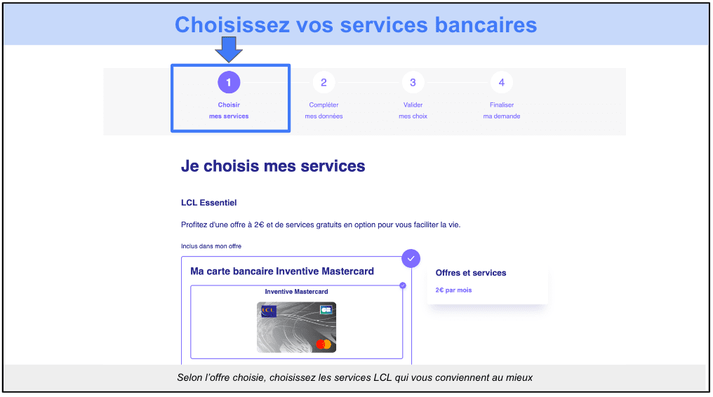 Étape 4&nbsp;: Choisissez vos services bancaire