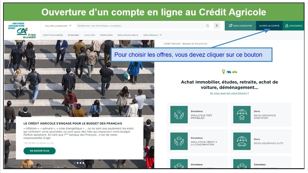 Ouvrir un compte en ligne au Crédit Agricole