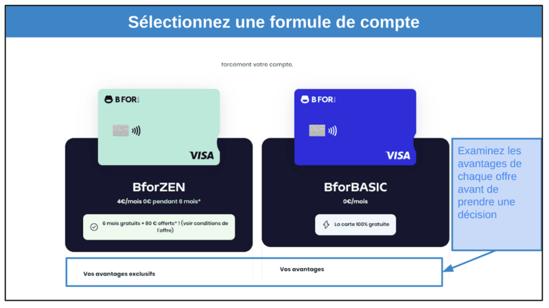 Étape 1&nbsp;: Choisissez une formule de carte