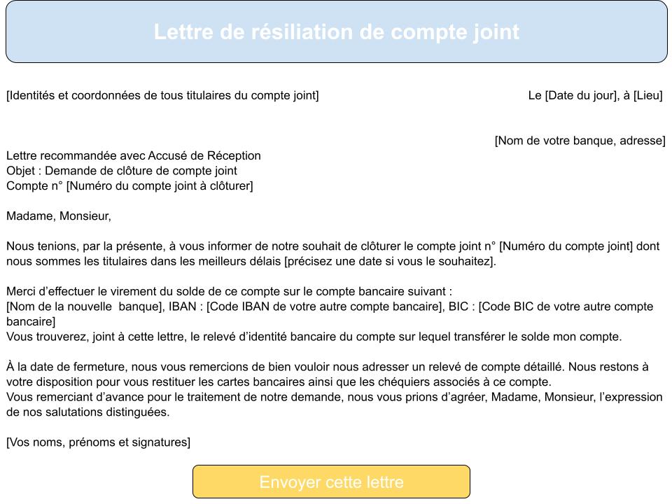 Comment présenter une lettre de résiliation du compte joint