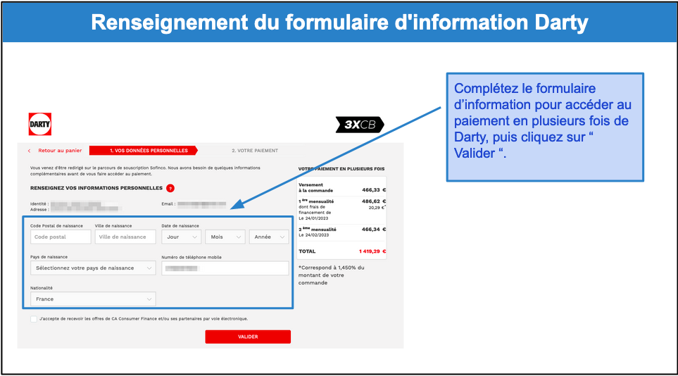 Étape 3&nbsp;: Renseignez vos informations personnelles