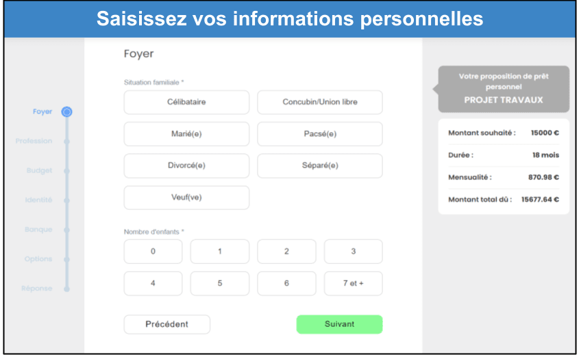 Étape 2&nbsp;: Remplissez les formulaires d’informations