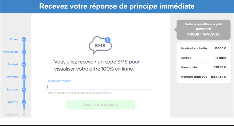 Étape 5&nbsp;: Recevez la réponse finale et utilisez votre crédit meuble