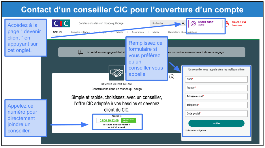 Étape 1&nbsp;: Contactez un conseiller