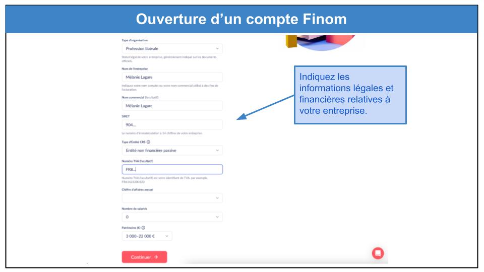 Étape 3&nbsp;: Renseignez les informations de votre entreprise