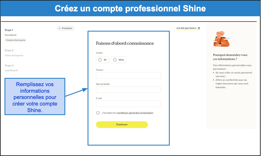 Étape 2&nbsp;: Renseignez vos informations personnelles