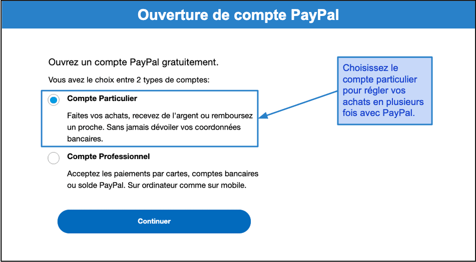 Étape 1&nbsp;: Créez votre compte PayPal