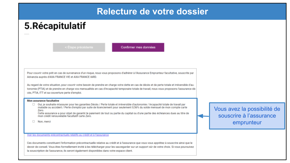 Étape 3&nbsp;: Validez vos informations et sélectionnez une option d’assurance