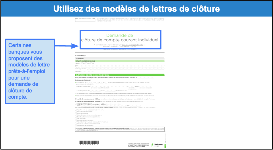 Étape 3&nbsp;: Demandez la clôture de votre compte