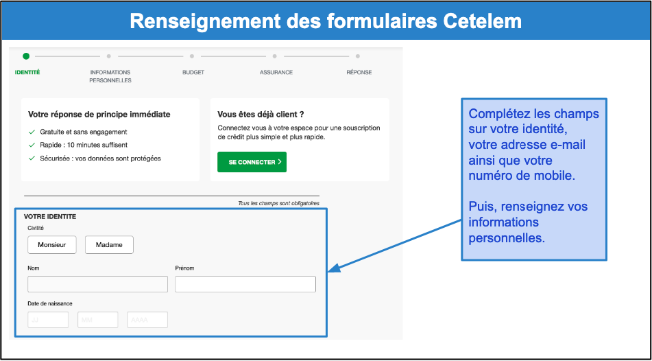 Étape 2&nbsp;: Remplir le formulaire de souscription