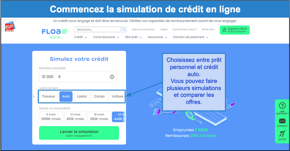 Étape 1&nbsp;: Réalisez une simulation sur le site de l’organisme sélectionné