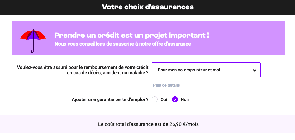 Étape 3&nbsp;: Faites votre choix d’assurance crédit