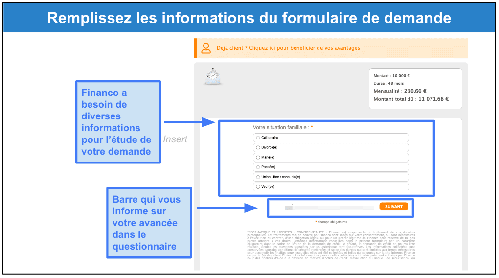 Étape 2&nbsp;: Remplissez le formulaire de demande de prêt