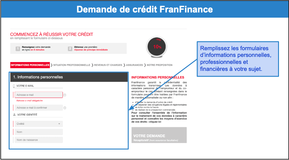 Étape 2&nbsp;: Complétez et soumettez votre demande de crédit