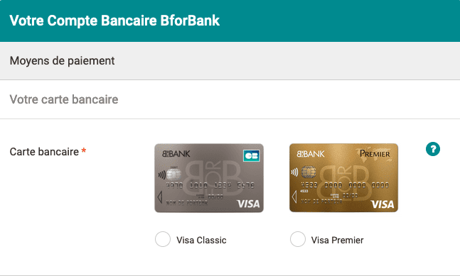 Étape 2&nbsp;: Choisissez votre carte bancaire