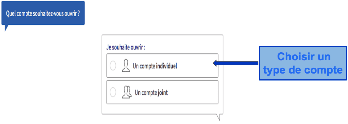 Étape 1&nbsp;: Choisir le type de compte