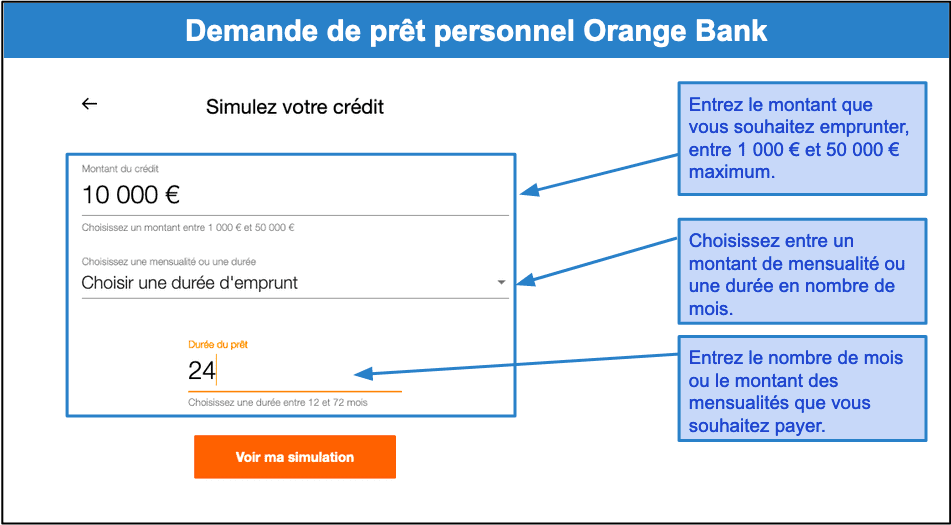 Étape 1&nbsp;: Simulez votre demande de prêt personnel en ligne