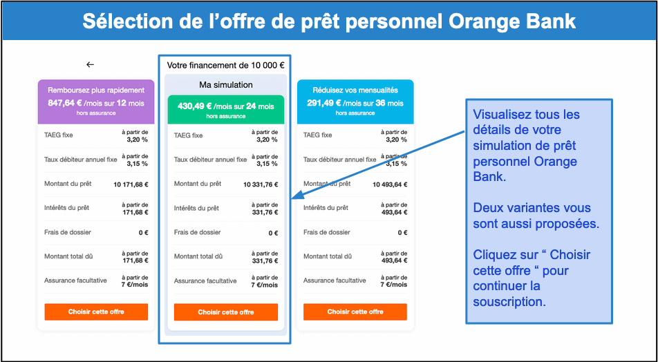 Étape 2&nbsp;: Choisissez l’offre de prêt personnel