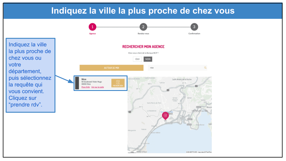 Étape 3&nbsp;: Indiquez la ville la plus proche de chez vous