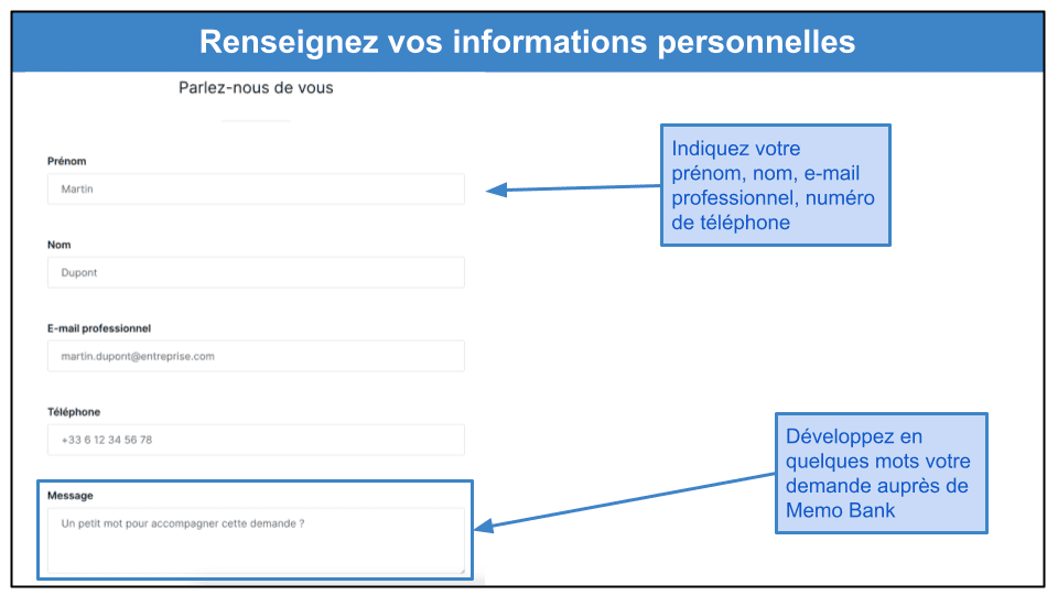 Étape 3&nbsp;: Renseignez vos coordonnées