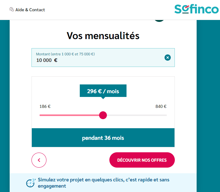 Étape 1&nbsp;: Simulez votre projet personnel en ligne en quelques clics