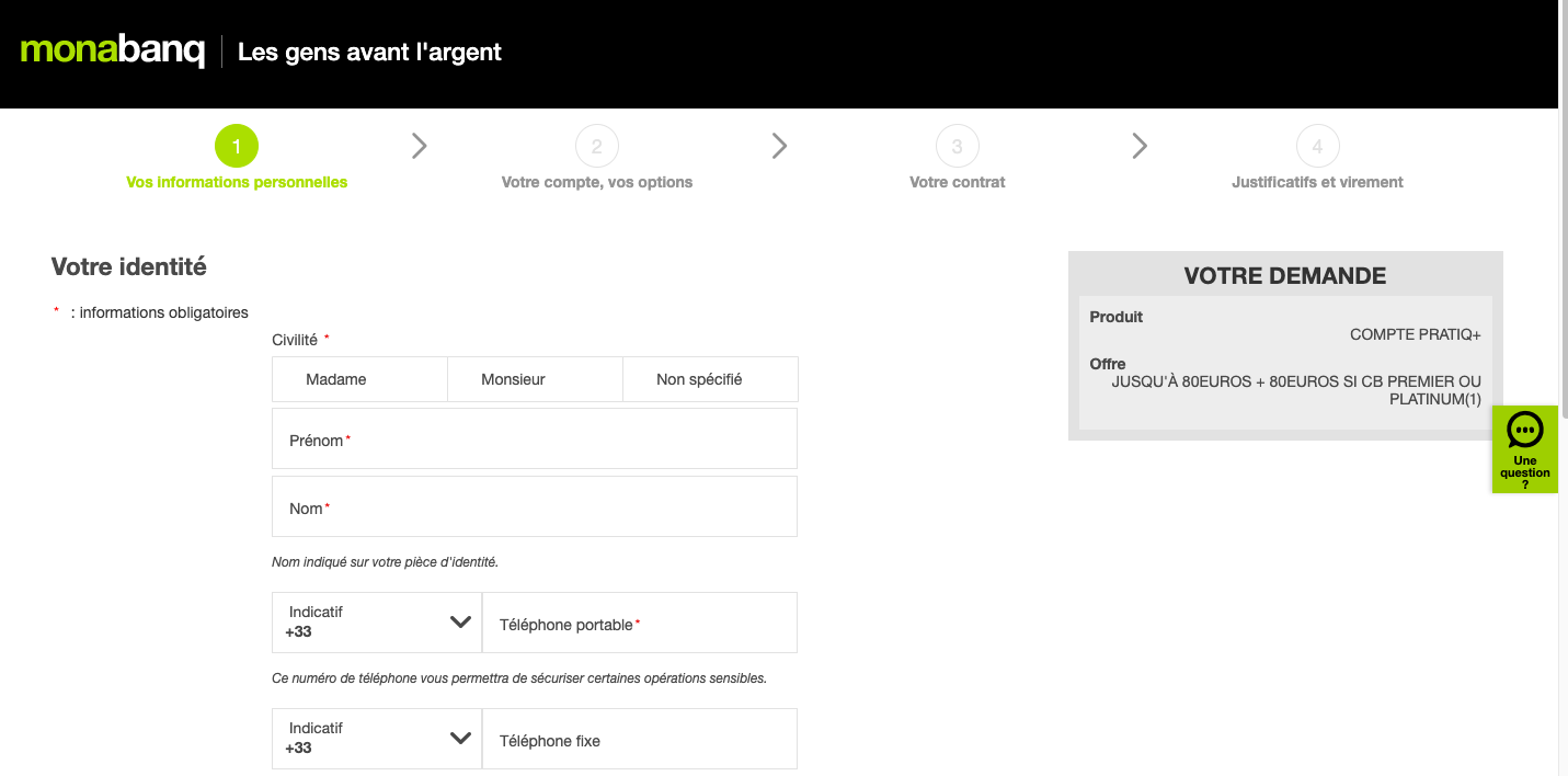 Étape 2&nbsp;: Remplissez vos informations personnelles