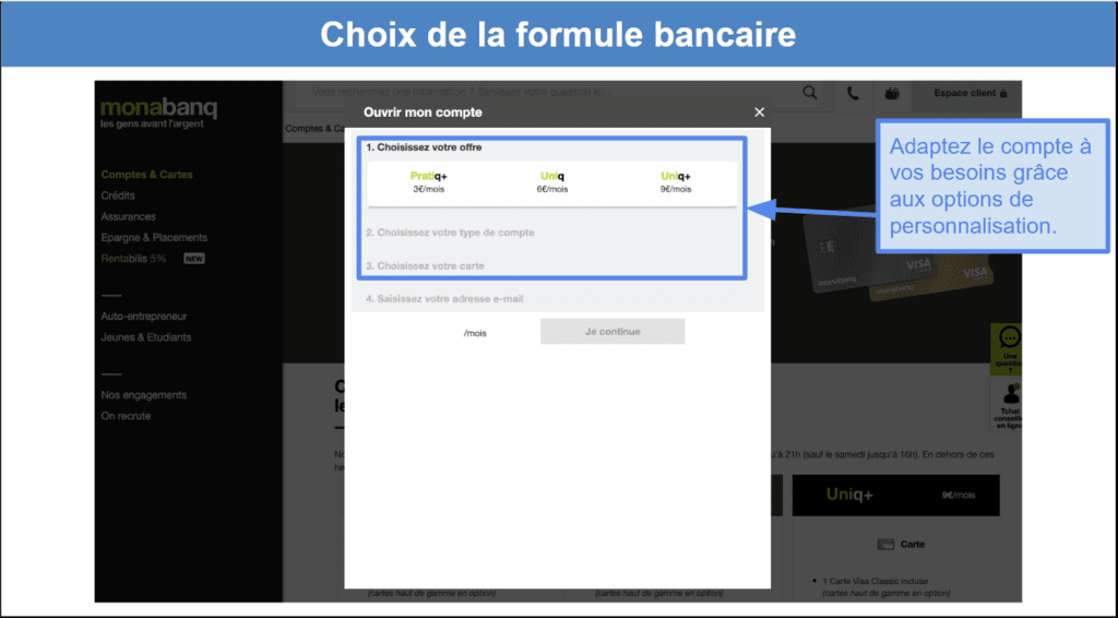 &lt;span style=&quot;font-weight: 400;&quot;&gt;Étape 2&nbsp;: Choisissez votre formule de compte bancaire&lt;/span&gt;