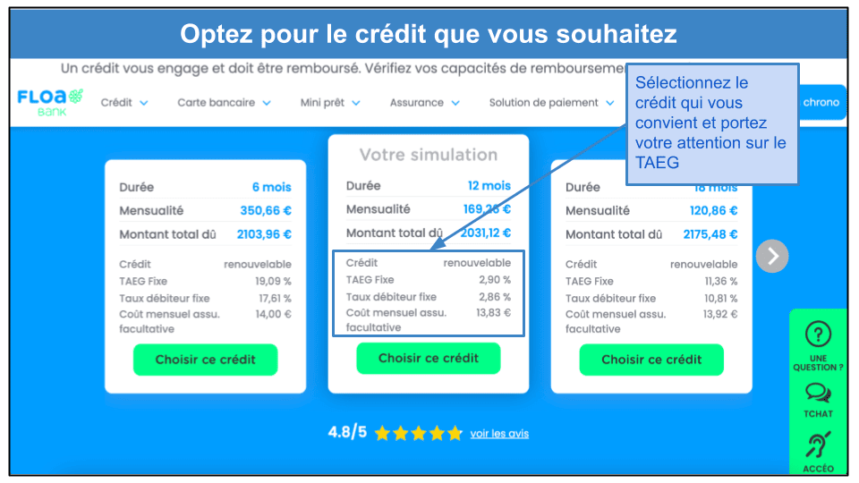 &lt;strong&gt;Étape 3&nbsp;: Sélectionnez le crédit renouvelable qui vous convient&lt;/strong&gt;