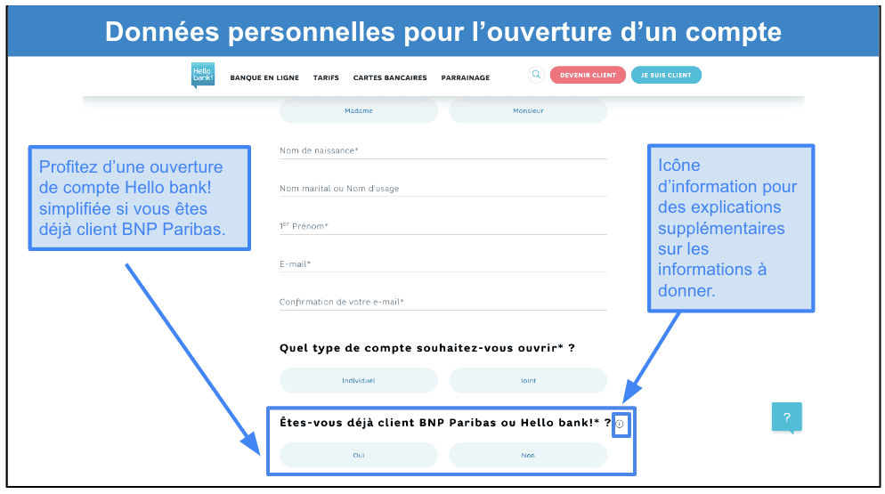 Étape 1&nbsp;: remplissez le formulaire rapide avec vos informations personnelles