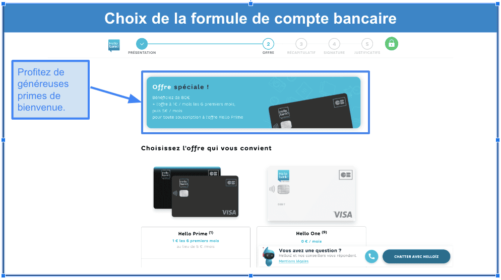 Étape 2&nbsp;: sélectionnez l’offre de compte gratuit en ligne