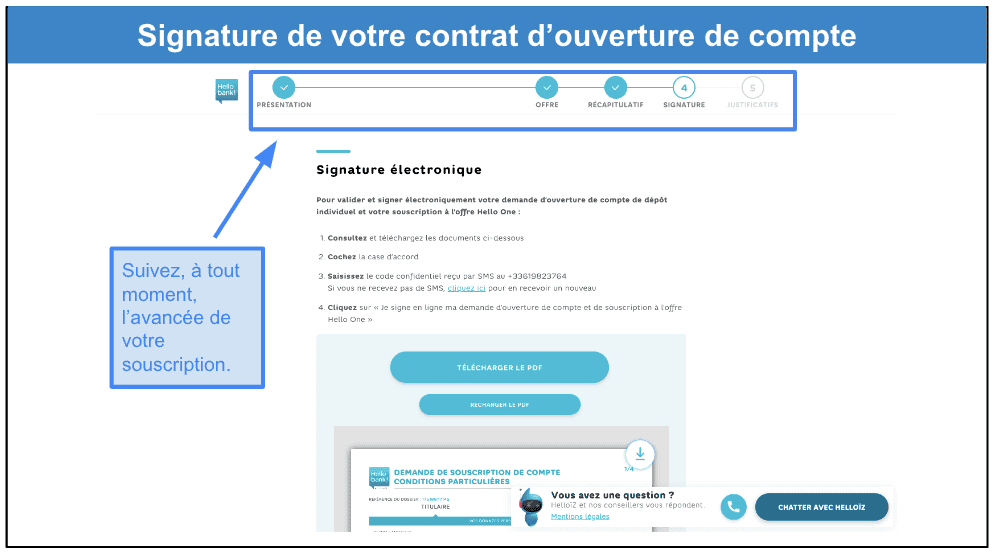 Étape 3&nbsp;: signez votre contrat de compte gratuit en ligne