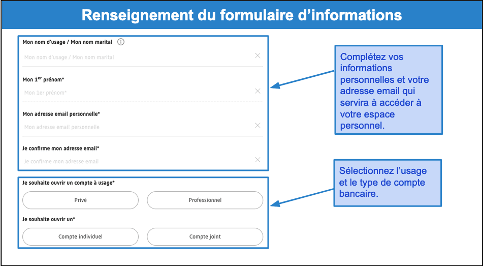 Étape 1&nbsp;: Renseigner vos informations personnelles