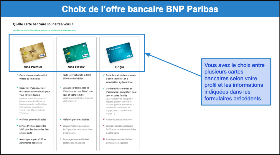 Étape 2&nbsp;: Choisissez votre offre de services et votre carte bancaire