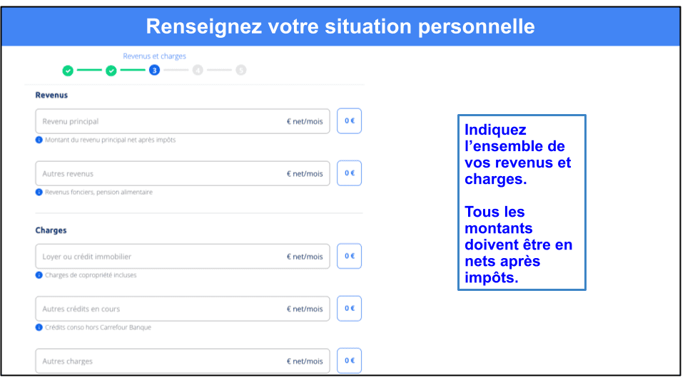 Étape 2&nbsp;: Renseignez votre situation personnelle