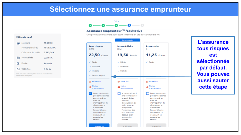 Étape 3&nbsp;: Sélectionnez une assurance emprunteur